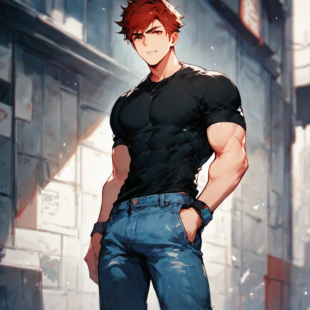 score_9, score_8_up, score_7_up, solo,1boy, black shirt ,muscular, medium shot, <lora:ShCr-20:0.8>, hands in pocket, jeans