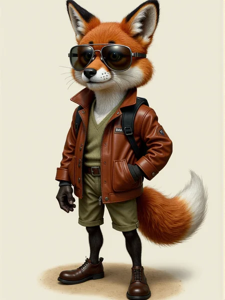 full-body caricature of a fox aviator <lora:3d_caricature_Strong:0.9>