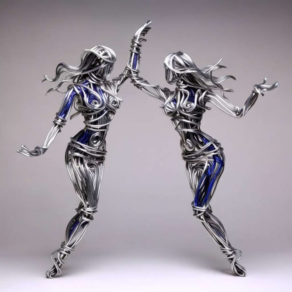 wirex wire sculpture lovers <lora:wirex:1>