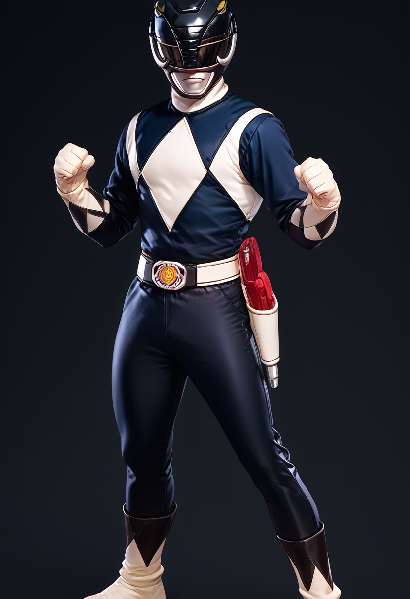 (score_9:0.9),score_8_up,score_7_up,anime style,rating_safe,(zPDXL),<lora:Black Ranger ponyXL v3.5:0.86>,black ranger,1boy,male focus,solo,clenched hands,full body,black background,