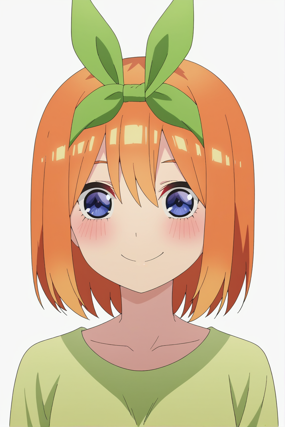 <lora:Yotsuba_Nakano:0.8>,  Yotsuba Nakano, white background, upper body, smile