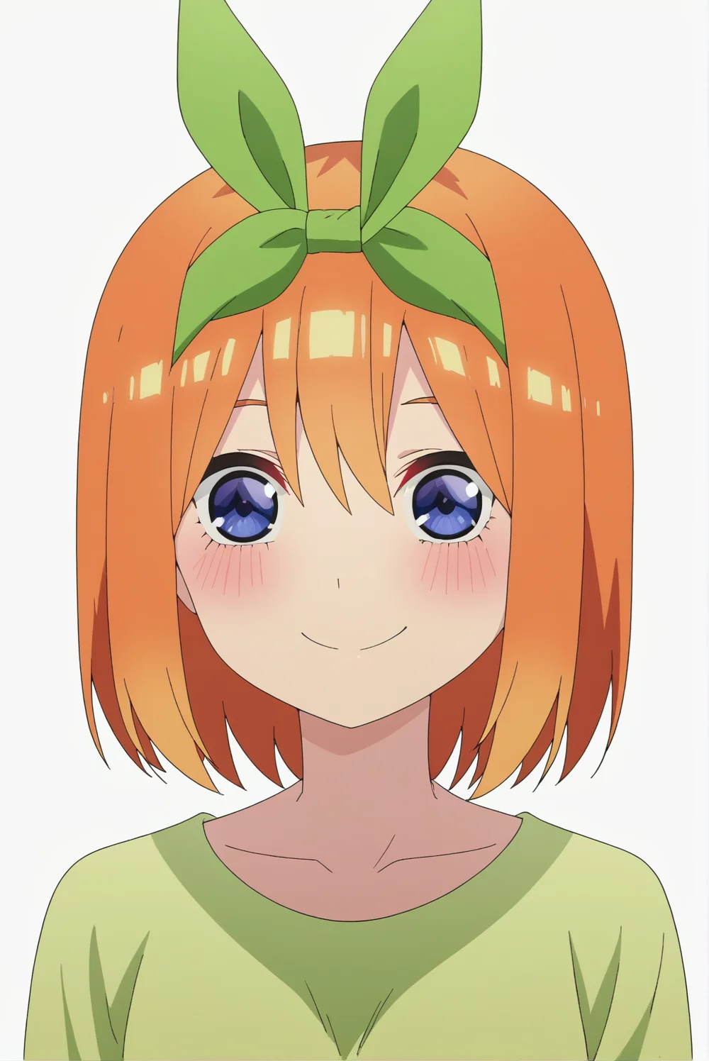 <lora:Yotsuba_Nakano:0.8>, Yotsuba Nakano, white background, upper body, smile