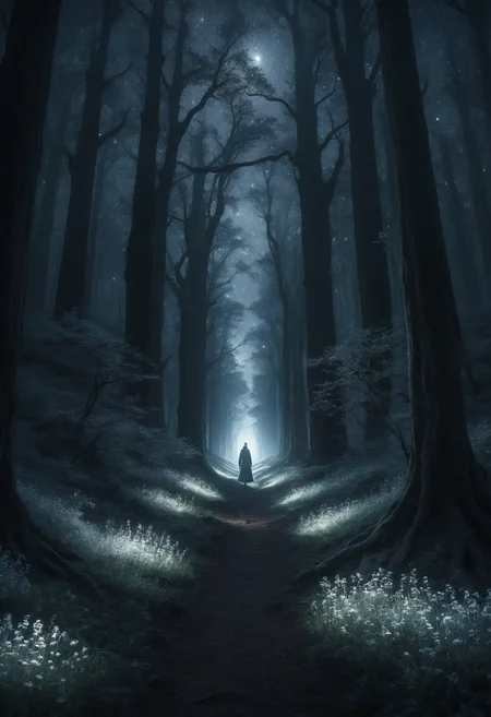 DonMN1gh7XL night,moonlit,  female bandrils, warlock, meadows, gallery, abstract landscape, teslapunk, artificial, environment mapping, id tech engine, minimalist, glazing, pointillist,   masterful, uhd, experimental, isocolon #fast autofocus, f/22, shutter speed 1/2 sec, iso6400, white balance daylight, exposure compensation    "-1.0 ev", manual shooting mode, framing, focus mode single, center-weighted metering"  <lora:myLora\DonMN1gh7XL-000006:1.0>,