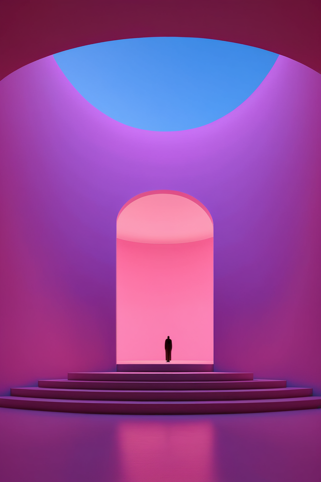 <lora:James Turrell Style:1>James Turrell Style - Generate an illustration that integrates the architectural forms of the Bauhaus with the light and space of James Turrell. 16K