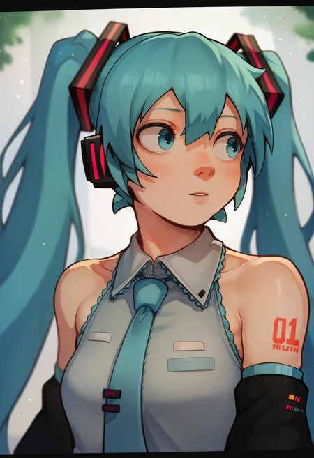 score_9, score_7_up, <lora:fluffydango-guy-PONY-DORAv2:1>, 1girl, solo, (hatsune miku):0.7, portrait, depth of field, looking to the side