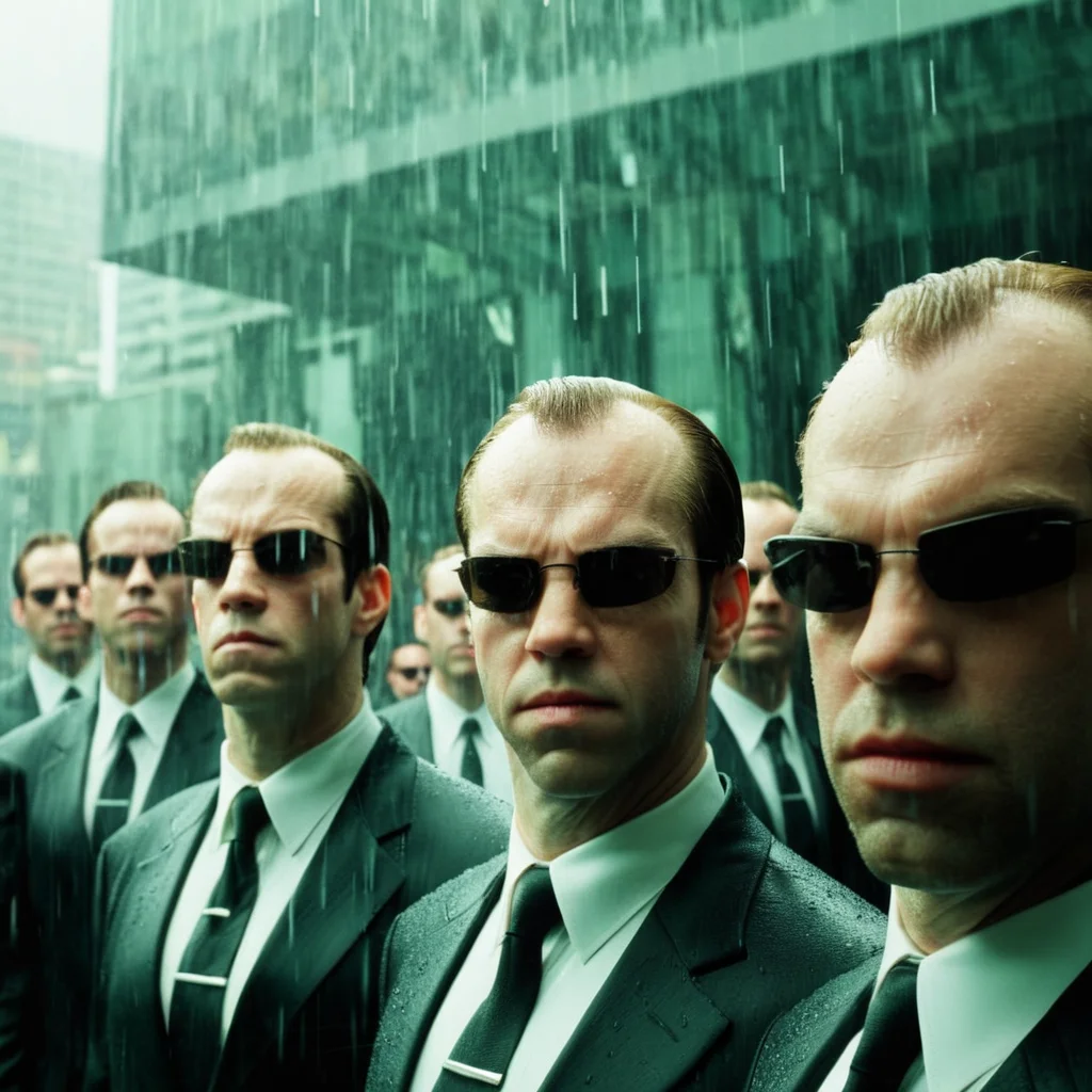 cinematic film still of <lora:The Matrix Style:1>
closeup, Agent Smith a group of men in suits and sunglasses standing in the rain staring at camera The Matrix Style, shallow depth of field, vignette, highly detailed, high budget, bokeh, cinemascope, moody, epic, gorgeous, film grain, grainy