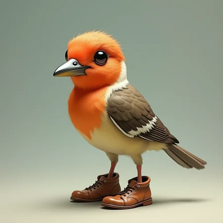 A bird with shoes
