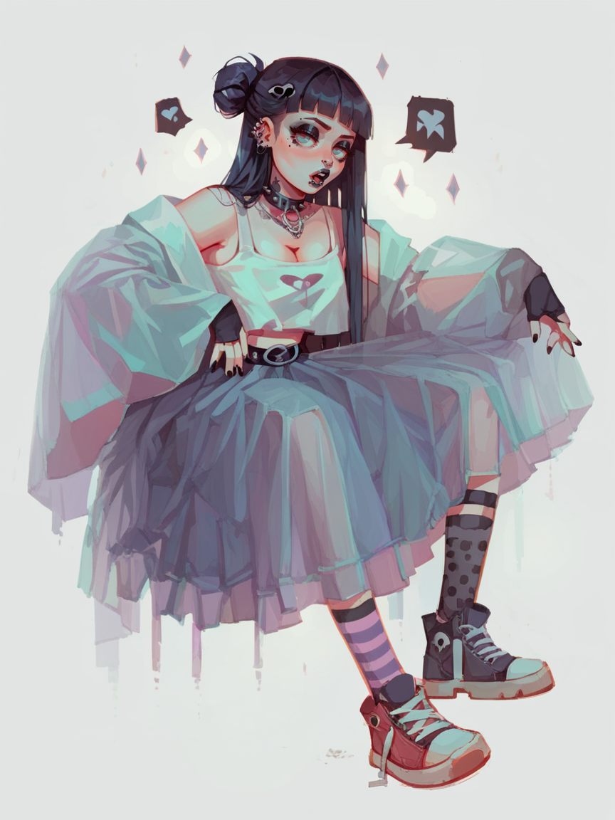 score_9, score_8_up, score_7_up, score_6_up,  <lora:h3l3nXLP:1> h3l3n, 1girl, goth