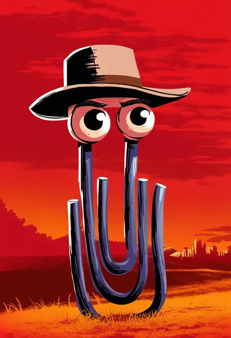rdr, red landscape background, red clouds, 1man, solo, male focus, cl1ppy, pokemon (creature), cowboy hat, city in the background, cowboy shot <lora:fallen_ai_PONY_RED_DEAD_REDEMPTION_style:1>, zPDXL, score_8_up, score_7_up, score_6_up, score_9, illustration