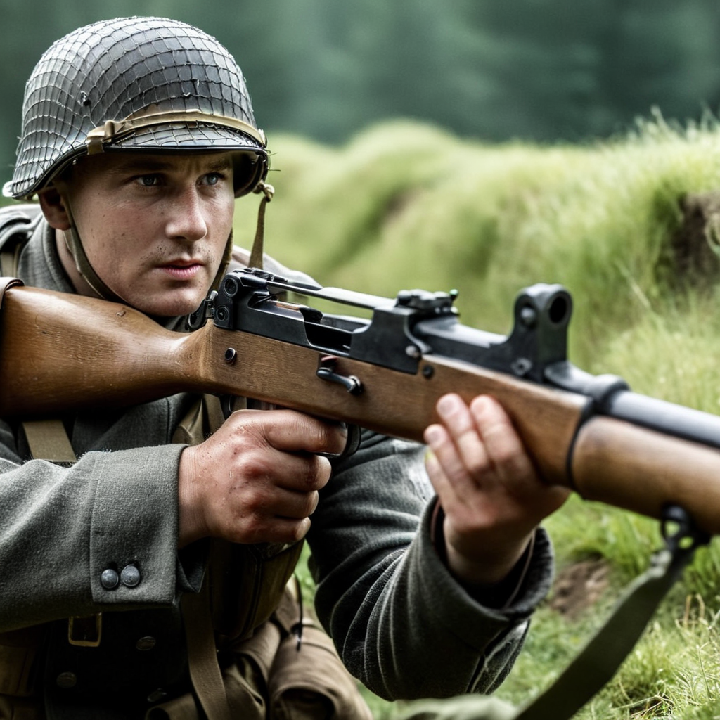 cinematic film still of ckoseup of a German Panzergrenadier soldier with a StG 44 assault gun in a trench Saving Private Ryan Cinematic Film Style
 <lora:Saving Private Ryan Cinematic Film Style:1>
 <lora:PerfectEyesXL:1> <lora:lora6:1>
 <lora:perfect hands:1>
perfect hands, shallow depth of field, vignette, highly detailed, high budget, bokeh, cinemascope, moody, epic, gorgeous, film grain, grainy