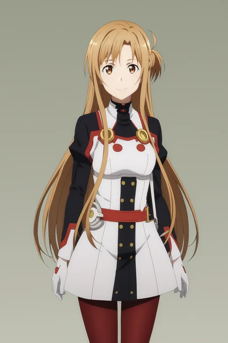 score_9, score_8_up, score_7_up, source anime, prefect lighting, very aesthetic, BREAK, anime coloring, anime screencap, official art,
<lora:asuna_sao_v2-pdv6:1>, 1girl, asuna \(sao\), sword art online, brown eyes, brown hair,
ordinal, choker, white gloves, red pantyhose,
BREAK, looking at viewer, smile,
BREAK,