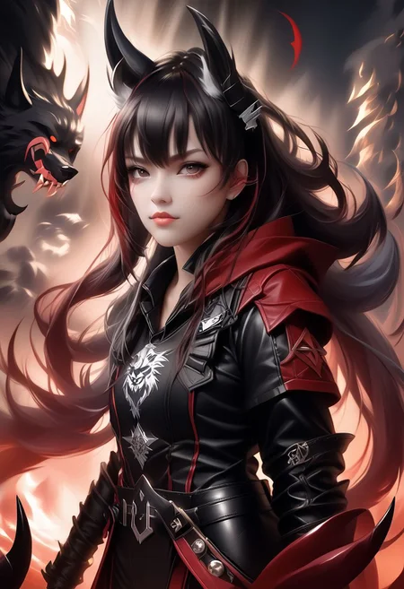A horned female teen rogue wearing ((leather armor)), black suit, oni girl with wolf-ears, dangerous Kemonomimi waif, brunette assassin, tiefling thief, black hair, three small horns, [onii (Shuna, Hakurou) horns], tri-horn (masterpiece:1.5), (best quality), (disharmonic + ugly + unaesthetic:1.5)