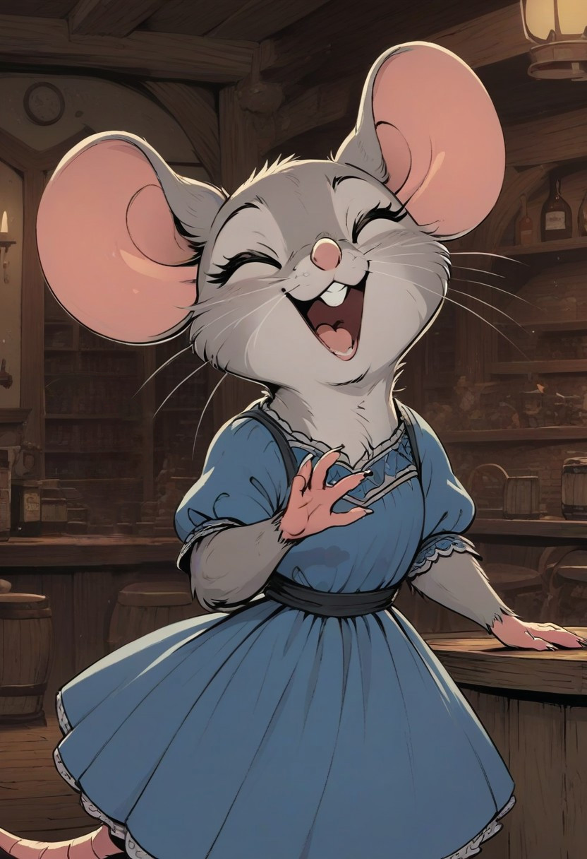 score_9,score_8_up,score_8, solo, (fluffy:0.5), (feral:1.5), indoors, tavern, (((mouse))), female, eyes closed, grey fur, grey ears, claws, (fluffy cheeks:0.3), (blue dress:1.2), in the style of beatrix potter, flat color, (cute:1.5), singing, upper body shot

Steps: 19, Sampler: Euler a, CFG scale: 3.5, Seed: 1928321418, Size: 832x1216, Clip skip: 2, Created Date: 2024-07-18T01:49:25.5738492Z, Civitai resources: [{"type":"checkpoint","modelVersionId":290640,"modelName":"Pony Diffusion V6 XL","modelVersionName":"V6 (start with this one)"},{"type":"lora","weight":0.3,"modelVersionId":423178,"modelName":"Beatrix potter drawing style for PonyXL","modelVersionName":"Beatrix potter drawing style"},{"type":"lora","weight":0.4,"modelVersionId":494676,"modelName":"CAT - Citron Pony Styles","modelVersionName":"Flat Color"},{"type":"lora","weight":0.9,"modelVersionId":450029,"modelName":"Styles for Pony Diffusion V6 XL (Not Artists styles)","modelVersionName":"LineArt Mono"}]