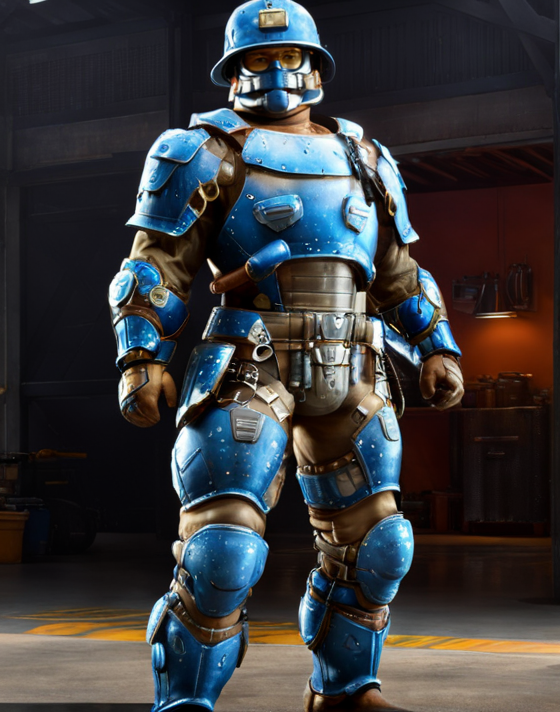 ((Masterpiece, best quality,edgQuality,photorealistic,ultra photorealistic)),standing,posing for a picture,
edgHalo_armor,power armor, a man in a helmet and armor standing in a garage ,wearing edgHalo_armor
 <lora:edgHaloXL:1>