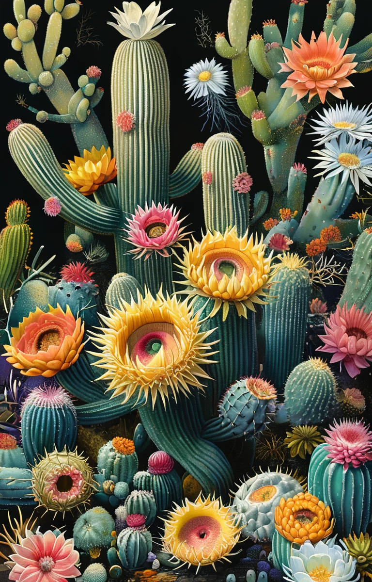 masterpiece,best quality,<lora:tbh225-sdxl:0.9>,illustration,style of Biological illustration,cactus,