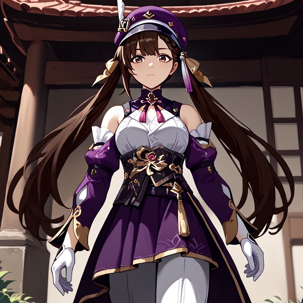 score_9,score_8_up,score_7_up, masterpiece, best quality, very aesthetic, absurdres, BREAK, 1girl, sushangdef, brown eyes, brown hair, long hair, twintails, braid, hair ornament, medium breasts, BREAK, 
sushangdef, brown eyes, brown hair, long hair, twintails, braid, hair ornament, medium breasts, BREAK, 
monocle, cabbie hat, purple headwear, hat feather, bare shoulders, dark purple shirt, purple skirt, jewelry, blue gemstone, ribbon, sleeveless shirt, purple sleeves, white gloves, gem, puffy sleeves, long sleeves, baggy pants, BREAK, 
japanese garden, best quality, great quality, absurdres, masterpiece, best quality, very aesthetic, absurdres, <lora:Kazuhiro_style_v2:0.8>