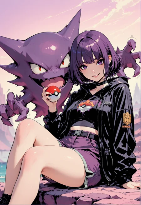 <lora:ck-shadow-circuit-IL:0.78>,
masterpiece, best quality, good quality, very aesthetic, absurdres, newest, 8K, depth of field, focused subject,
dynamic angle, manga, anime, inksketch, dynamic angle, dutch angle, wabi sabi, smiling goth 1girl trainer, holding a pokeball, Haunter pokemon (creature), looking at viewer, relaxing, outdoors, motion lines, dark purple palette,
<lora:MoriiMee_Gothic_Niji_Style_Illustrious_r1:0.45>
<lora:ck-nc-cyberpunk-IL-000011:0.4>
<lora:ck-neon-retrowave-IL:0.2>
<lora:ck-70s-scifi-IL:1>