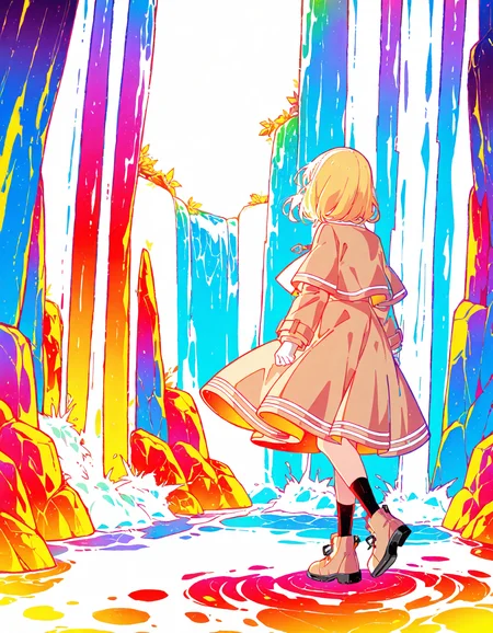 <lora:RareGhost_v2:0.7> (ragh0:1.3), simple white background, solo, full body, colorful minimalism, human, (Amelia watson:0.4), (waterfall scenery), masterpiece, best quality, amazing quality, <lora:cfg_scale_boost:1.0>,