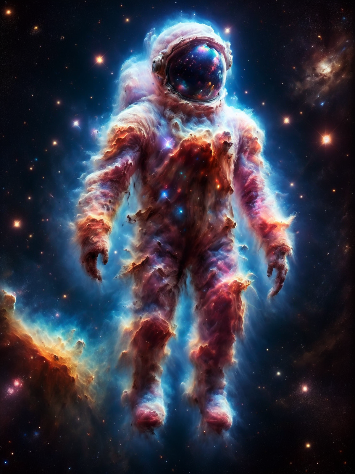 astronaut made of mad-nbla floating in space <lora:Space_Nebula_Style_SDXL:1.1>, (masterpiece:1.2), best quality