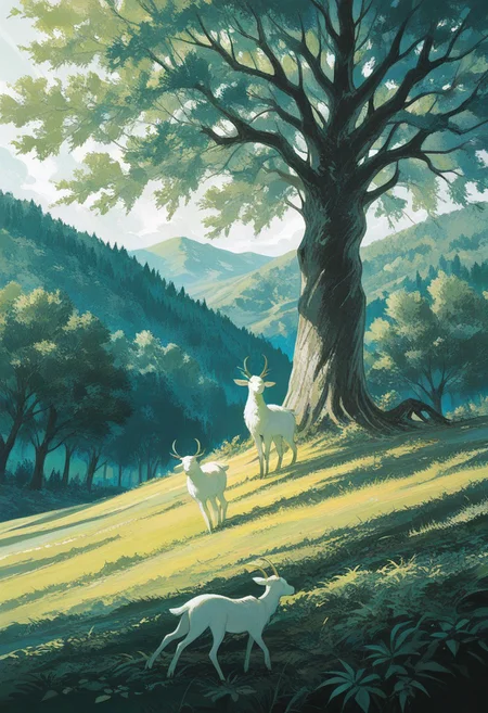 abstract , newest , absurdres , abnormality , lamb of god , feral lamb with human face , nature , tree , life , vibrant color , green and lush , 
masterpiece, best quality ,amazing quality ,15546+456868, usnr , rule of three ,