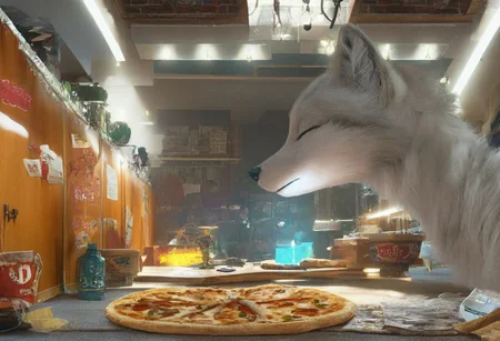 <alex>, detailxl, score_9, score_8_up, score_7_up, score_6_up, score_5_up,, detailed eyes, detailed face, detailed hands, top down full body view, neon blue glow, ((cute adorable and fluffy cat sleeping ontop of a pizza what rests ontop of a pizza box)), (gray wolf sleeping on a pizza), fluffy wild kitty cat, NightScapes, pizza, neko, cat, feline, cheese strings, juicy, perfectly baked pizza, juicy pepperony pizza, cozy atmosphere, creative light overlay, 4k, masterpiece, (masterpiece), best quality, (4K), (cinematic lighting), highly detailed, 8K, UHD, ultra detailed, immersive picture, vivid colors, volumetric light, cinematic light, extremely detailed CG, clutter, thrash, cluttered shed, boxes labeled 'stuff', tangled cables, tools, batteries, charger, 18650 randomness, various objects, wall painting, low key, spot lighting, BREAK glass jars, liquid, glass, glass bottle, red liquid, backlit, sleeping neko cat, beautiful Arctic scenery,realistic,detailed,natural lighting,photorealistic,authentic,crisp details,breathtaking scenery,(masterpiece:2),best quality,ultra highres,original,extremely detailed,perfect lighting,Cinematic Lighting,highres,photo_(medium),<lora:detailed_notrigger:1>,. vibrant colors,swirling patterns,abstract forms,surreal,trippy,