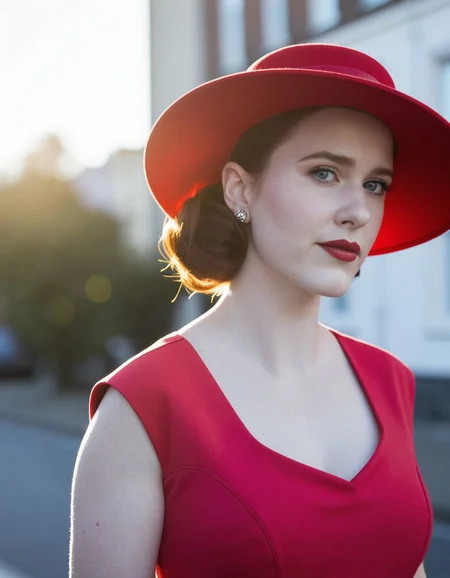 score_9, score_8_up, score_7_up, rachel brosnahan, vintage hair, 1950s, housewife dress, hat,  upper body shot, at the street,  Bokeh, Golden Hour, raw  <lora:rachel-brosnahan-bl16:1> <lora:dmd2_sdxl_4step_lora_fp16:1>