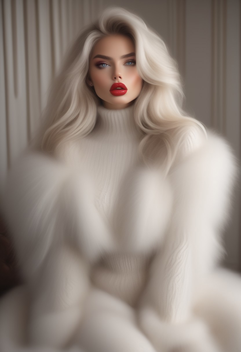 score_9, score_8_up, score_7_up, realistic, hyper-realistic, ultra-realistic, best quality, full body length photo.
Professional photo of Lady_Cool Flux.  detailed face, ultra-detailed eyes, white hair, striped, off shoulder Mohair_sweater. Model posing and  (((seducing the viewer))), looking at viewer. Woman with wavy voluminous hair, absurdly long hair, light blue eyes, beautiful realistic eyes, heavy makeup look, including extra (long lashes), (extended eyeliner), filled in brows, wearing a (fur trim, fluffy, fuzzy, shaggy, hairy, hirsute, cream Mohair_sweater):1.7, under-boob sweater ((absurdly long hair, selfie, white dress,  lips,  red lipstick on lips, parted lips, (((bimbo lips))), ((bow shaped lips))), Cupids bow, puckered lips, ultra-detailed lips,