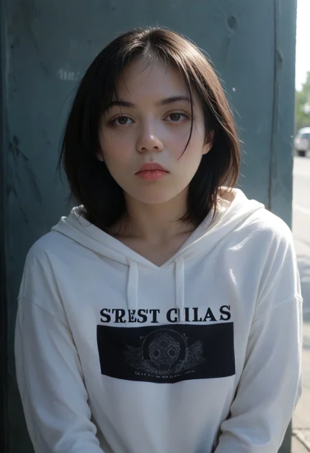 (score_9, score_8_up, score_7_up, score_6_up, score_5_up, score_4_up, best quality, masterpiece), (photorealistic:1.4), (young woman:1.2, 18yo,tapered shoulder-length dark hair, pale, sunken cheeks), (seductivelips, lips, dark circles under her hollow hazel eyes, eyesHD, detailed eyes), (faded hoodie:1.2, shirt in mouth, shirt lift, lifted by self, medium round breasts, petite blonde_nipples), (sitting against a wall:1.3, pushing legs from her knees wide open), (a dim streetlight casts a cold glow on her face), (expression filled with sorrow and resignation), (subtle signs of a troubled past around her), (solo, introspection).