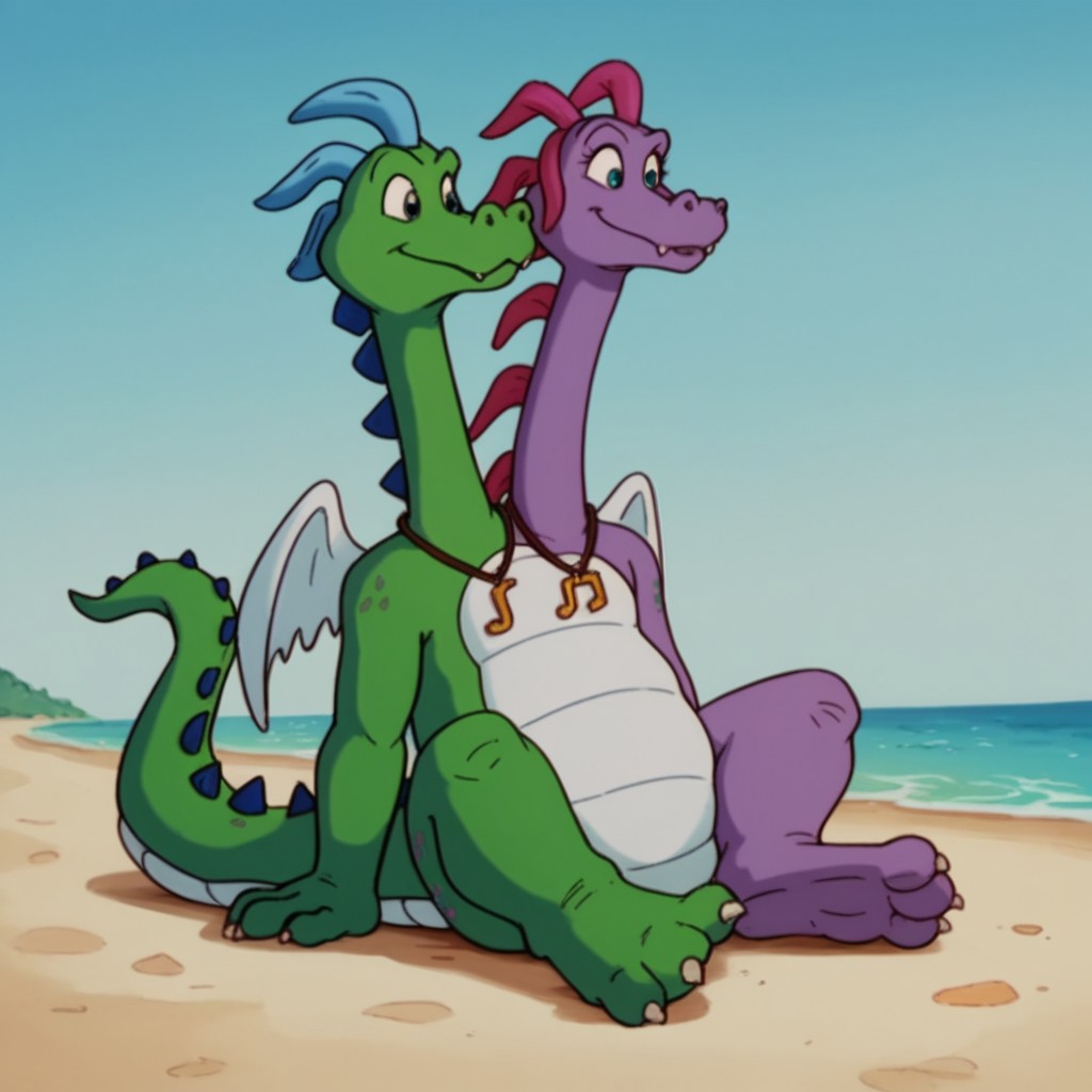 score_9, score_8_up, score_7_up, score_6_up, score_5_up, score_4_up, source_furry, zak&wheeziedt, semi-anthro, dragon, wings, jewelry, necklace, sitting, on beach,
