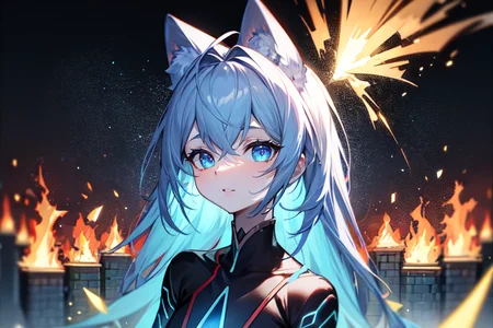 highly insanely detailed, masterpiece, top quality, best quality, highres, 4k, 8k, RAW photo, (very aesthetic, beautiful and aesthetic),  
(code_style,codestyle), 
<lora:CodeStyle (half generic class)_564920:0>, 
(1girl:1.3), 1other, 
quantum-based force field nexus, lapis lazuli,brick, bonfires, cove lighting,mahogany background,salt and pepper background,silver background,(neon color background,fluid color background,colour sequence background),âââ