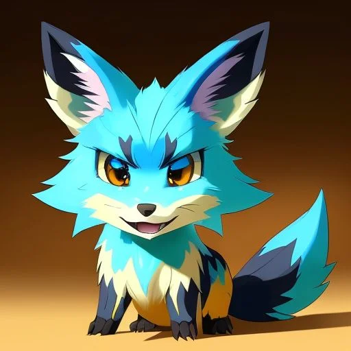 (samdoesarts style:1.3) a wild ochre (dirt:1.2) fox Pokemon with powder-blue hair, glowing eyes, Swamp or marsh, highly detailed, intricate