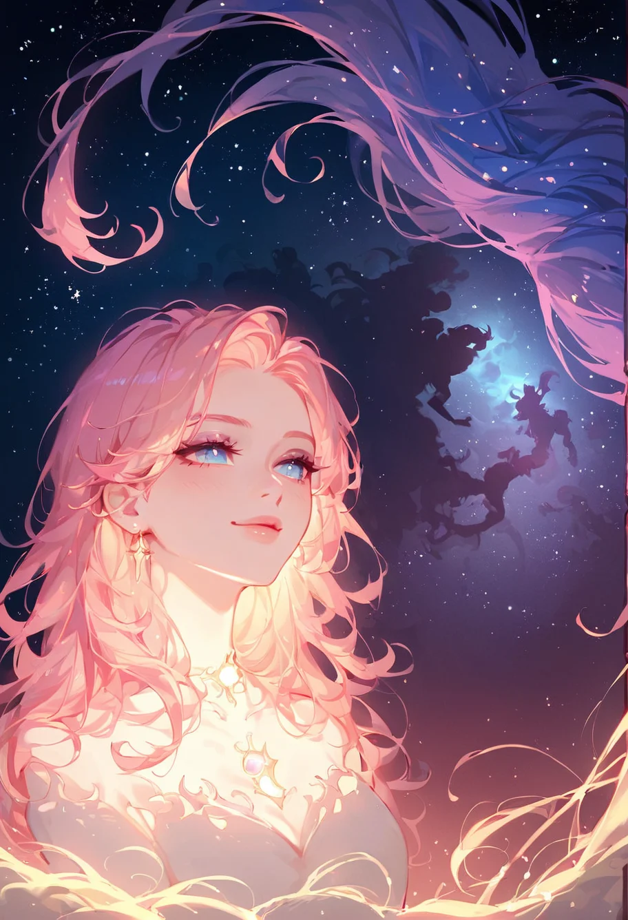 score_9, score_8_up, score_8, young woman,  cosmic, galaxy, rainbow colors,backlight colors,silhouette colors, glittering, glimmering, upper body,ethereal,silhouette,backlighting,glowing,dreamy,twinkling night sky,starry,bright colors,high contrast,vivid lighting, spirit animals, <lora:neoartcore-lora_PonyXL01C:0.3>  <lora:add-detail-xl:0.4>  <lora:princess_xl_v2:1>  <lora:[GP] somethingweird [Pony XL]:0.2>   <lora:Expressive_H:0.7> Expressiveh <lora:g0th1cPXL:0.3> g0thicPXL, glowing, neon,