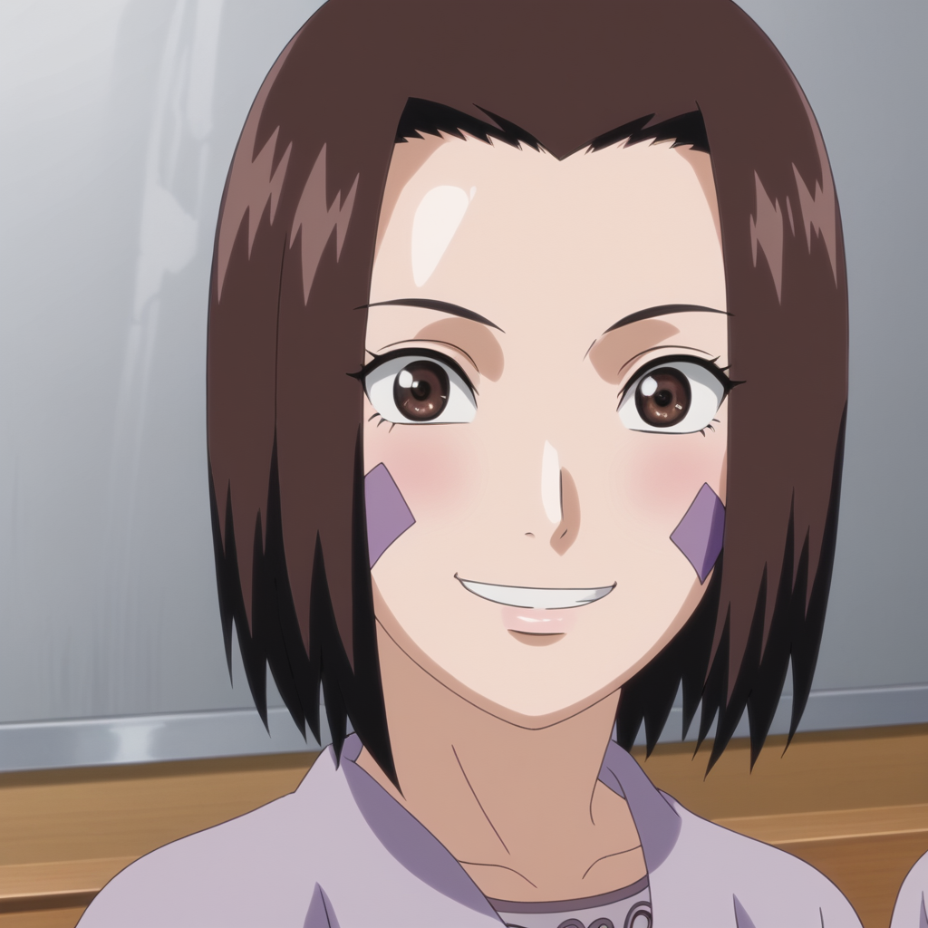 <lora:SlimesRinNohara:1>, slimes_rinnohara, woman, solo, brown eyes, smiling
