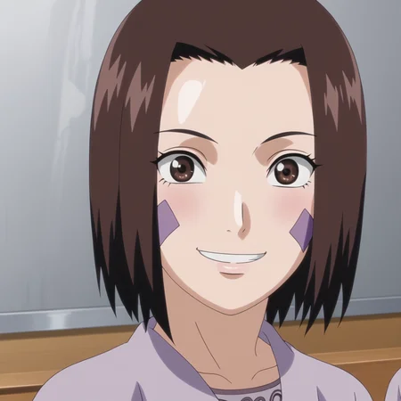 <lora:SlimesRinNohara:1>, slimes_rinnohara, woman, solo, brown eyes, smiling