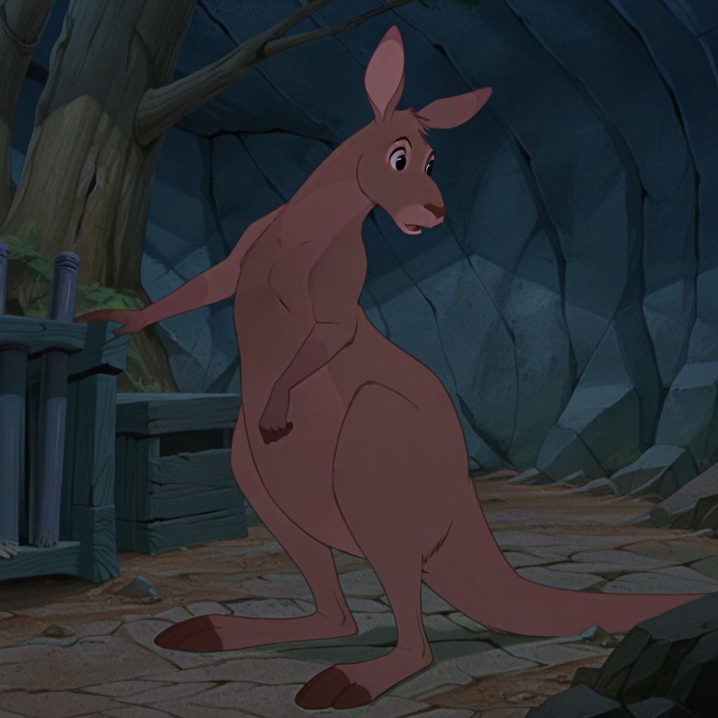 masterpiece, best quality, amazing quality, RDURedil, feral, male, kangaroo, brown fur, black eyes, standing, outside, forest,, <lora:1a54b0aa-1e57-4674-a25a-826534c42780:1.0>