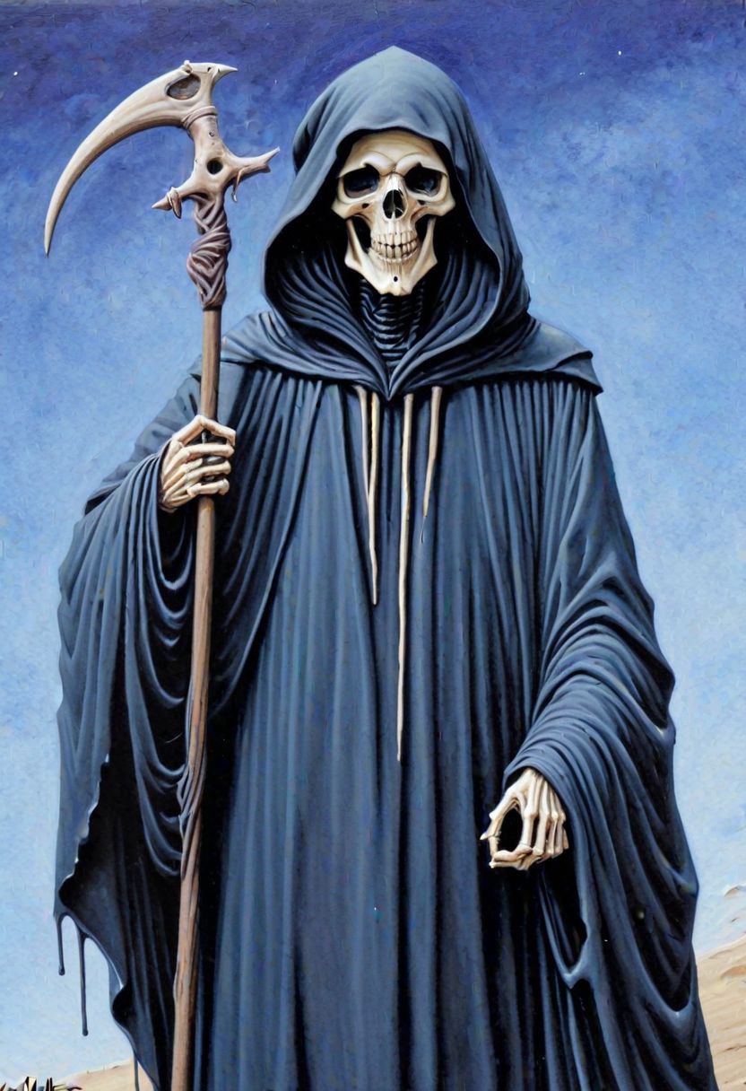evoKevWalker, 
The Grim Reaper detailed, masterpiece, mtg, fantasy painting, art by kev walker