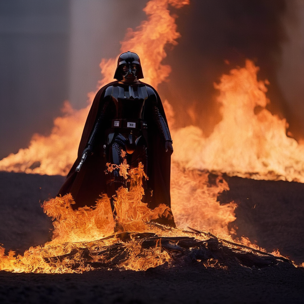 cinematic film still of  <lora:star wars style:1.5>
In star wars universe a man is on fire and burned alive with fire everywhere star wars style, shallow depth of field, vignette, highly detailed, high budget, bokeh, cinemascope, moody, epic, gorgeous, film grain, grainy