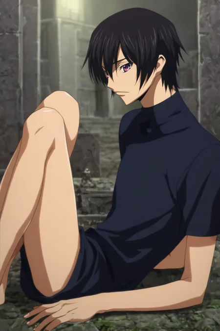 score_9, score_8_up, score_7_up, source_anime, rating_safe, intricate details, (photorealistic:0.6), , , 1boy, solo, male focus, <lora:lelouch_lamperouge_pony:0.84>, lelouch_lamperouge, black hair, purple eyes, hair between eyes, bangs, , , from side, cemetery, dusk, legs up, sad, ,, <lora:sdxl_lightning_8step_lora:1>