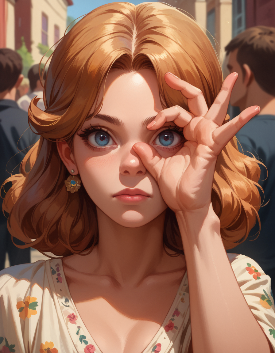 score_9, score_8_up, score_7_up, score_6_up, score_9, score_8_up, score_8, Belle hud_illum1nat1, ok sign over face, <lora:hud_illum1nat1_XLP:1>