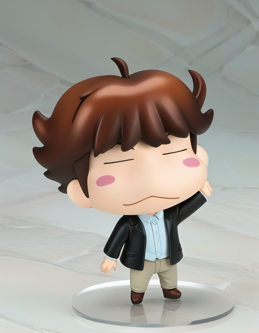 anime artwork, score_9, source_anime, rating_safe BREAK 1boy, solo, male focus, 
yuzuhiko, :3, brown hair, aclosed eyes, blush stickers, chibi, 
upper body, smile, on ground, standing, highly detailed, <lora:yuzuhiko:5>