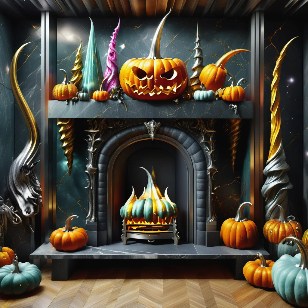 ((realistic,digital art)), (hyper detailed),h4l0w3n5l0w5tyl3DonML1gh7 Unicorn Horn Collection Room, Wardrobe, Soapstone stone, Ethanol or Bioethanol Fireplace, Wall Washers, fantasy, <lora:h4l0w3n5l0w5tyl3DonML1gh7-v1.1-000008:1>