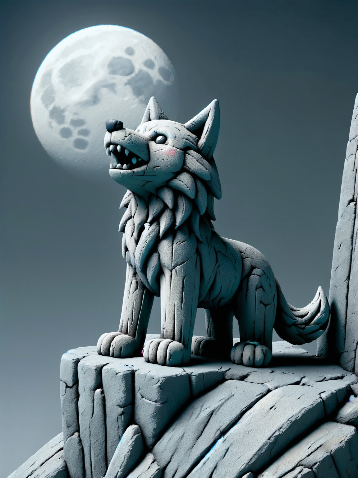 ais-crayz wolf, on the edge of a cliff, howling at the moon <lora:Kids_Crayon_Style_SDXL:1>