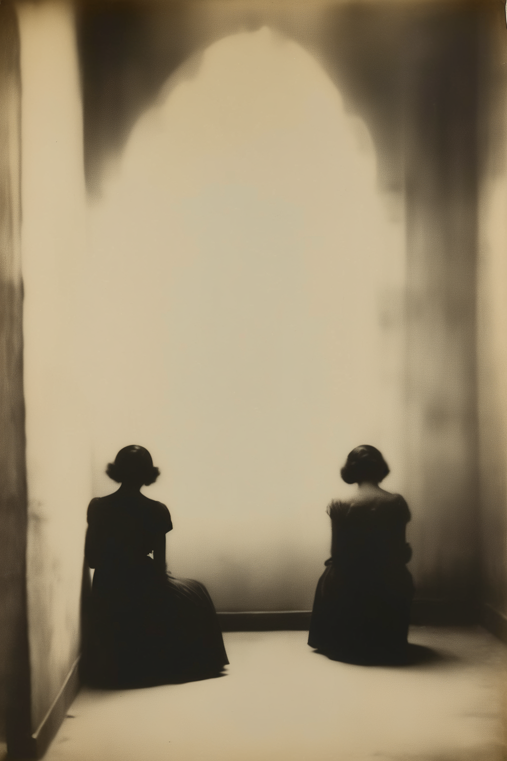 <lora:Ando Fuchs Style:1>Ando Fuchs Style - A wife sits in a lonely room, sad and poor in the year 1929 Egypt. seen from behind By Bromoil print