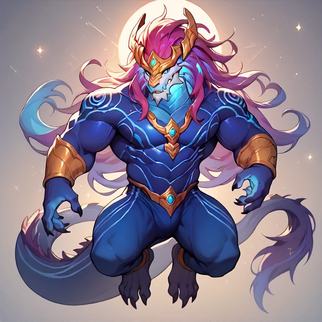 score_9, score_8_up, score_7_up, score_6_up,  <lora:Aurelian_Sol:.8> aurelion sol, eastern dragon, 1boy, solo, bara, blue eyes, colored skin, full body