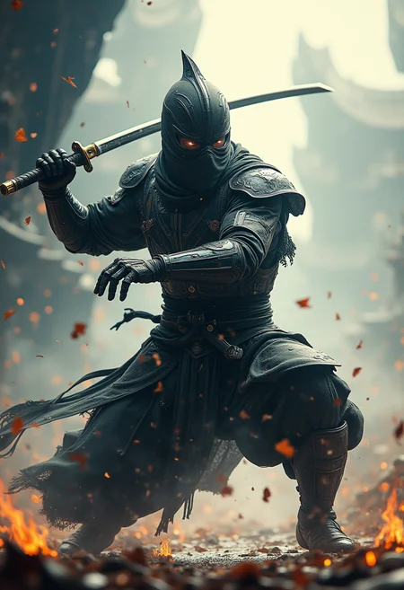 The center of the photograph is a ninja dressed in an intricate exosuit armor, which not only grants him exceptional strength and speed but also integrates the essence of Eastern martial arts. His movements are full of fluidity, as if every turn and every swing leaves a beautiful trajectory in the air. The ninja mask he wears presents itself in a simple yet mysterious way, with each detail appearing extremely refined.
The fusion of the exosuit armor and the ninja is reflected in the handling of light, shadow, and color with an abstract art style. The entire scene is covered by a layer of blurred, dynamic colors that embody both the artistic intent of Eastern ink painting and the innovative expression of modern art. In the background, geometric shapes and streamlined structures interweave to form a visual contrast and harmony. These structures seem to be an extension of the ninja's power, protecting him while adding a touch of mystery to his combat.
In this photograph, light plays a crucial role. The interplay of light and shadow not only creates a dramatic atmosphere but also enhances the dynamic beauty of the exosuit armored ninja. At certain moments, this beam of light seems to descend from heaven, illuminating the ninja and his weapons, imbuing the entire scene with a nearly sacred feeling.
HD32K, masterpiece, high detail, ArsMJStyle, wallpaper, hyperdetailed, concept art, best quality, hyper detail, ray tracing, cinematic feel, professional photography lighting.
midjourneyv6.1.