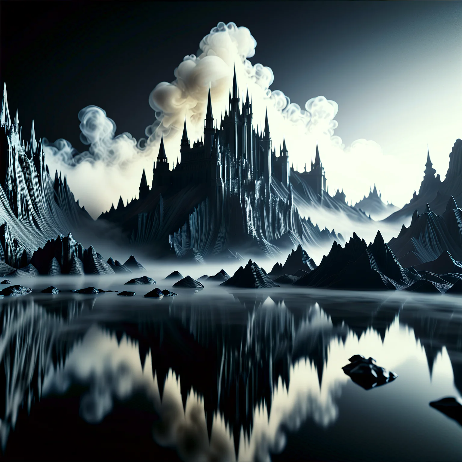 fantasy landscape, grey smoke, rating_safe, sdxl_fixl-art, masterpiece, best quality, 4k, absurdres, <lora:sdxl_Liquid_Smoke-000013:0.30000000000000004>, <lora:sdxl_add-detail-xl:1.0>