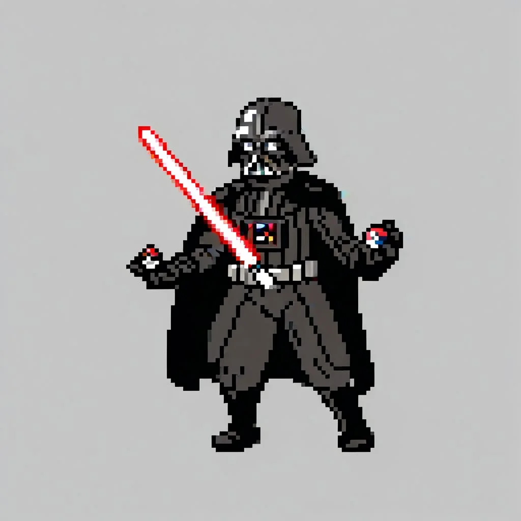 Darth Vader, simple background, (holding pokeball:1.2), holding lightsaber