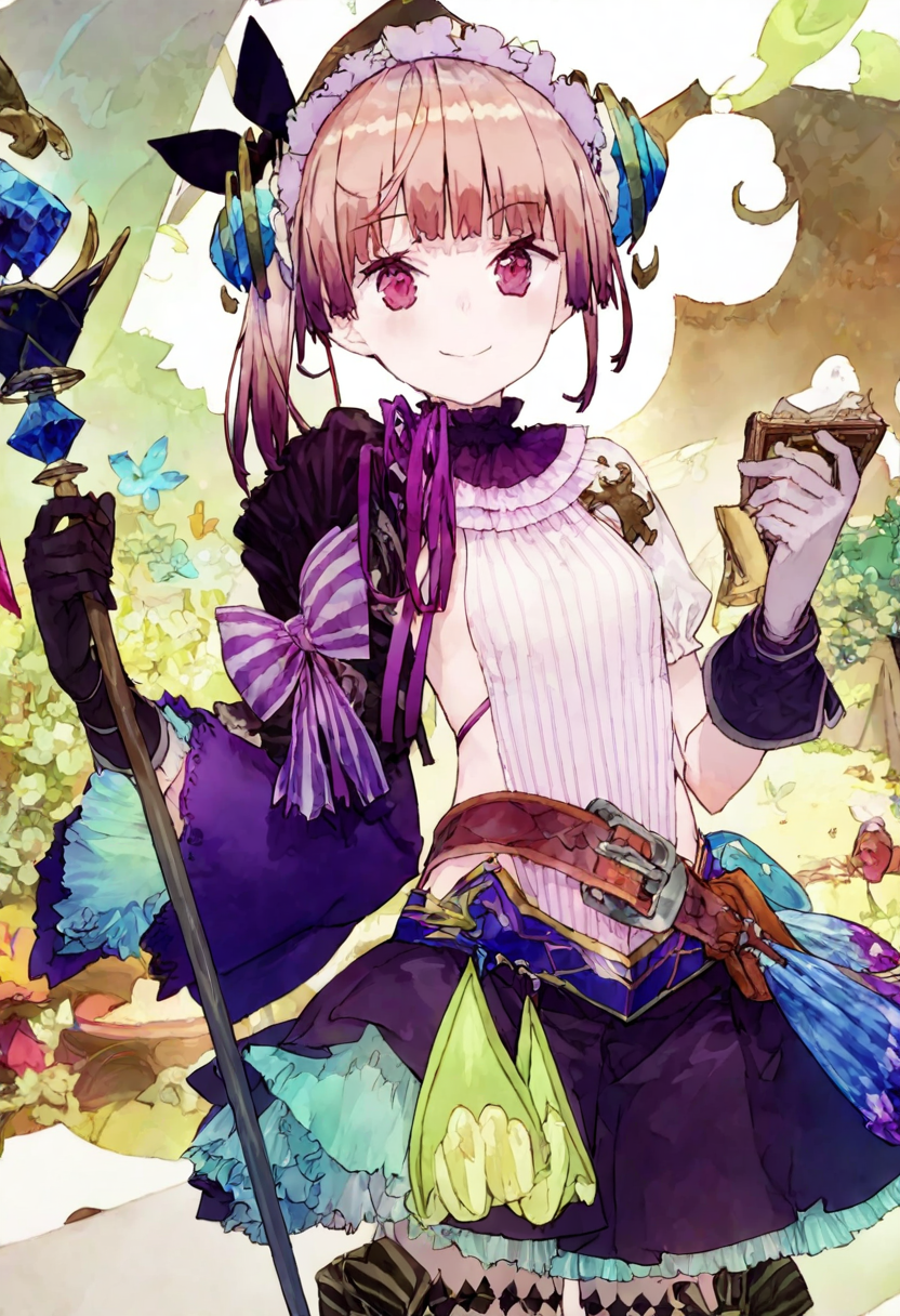 best quality,masterpiece,
noco_(adamas),yuugen,atelier_lydie_&_suelle,1girl, solo,<lora:lydie_malen_il:1>lydie_malen,holding staff,
