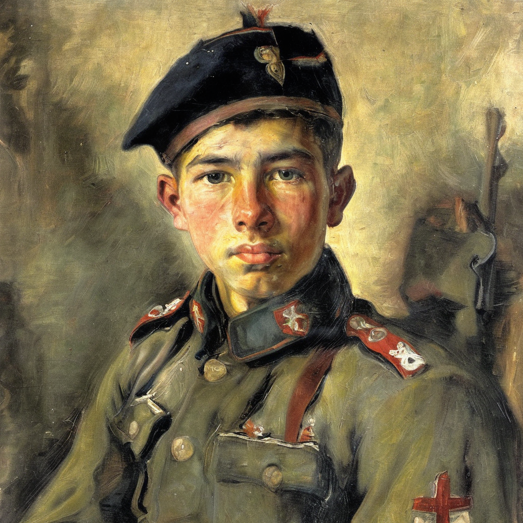 barbacki professional portrait of a young soldier on the battlefield<lora:barbacki:1>