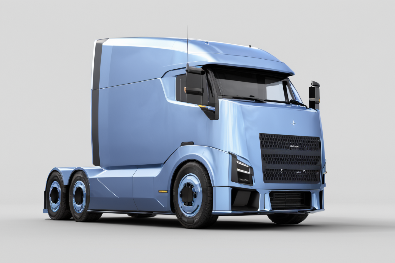 (best quality, masterpiece :1.2),polestar design style,concept SEMI TRUCK,future,2D rendering,finely detailed,4k,studio lighting,octane render,product design,<lora:mars666777_Polestar_design_style_v2.0:1>,